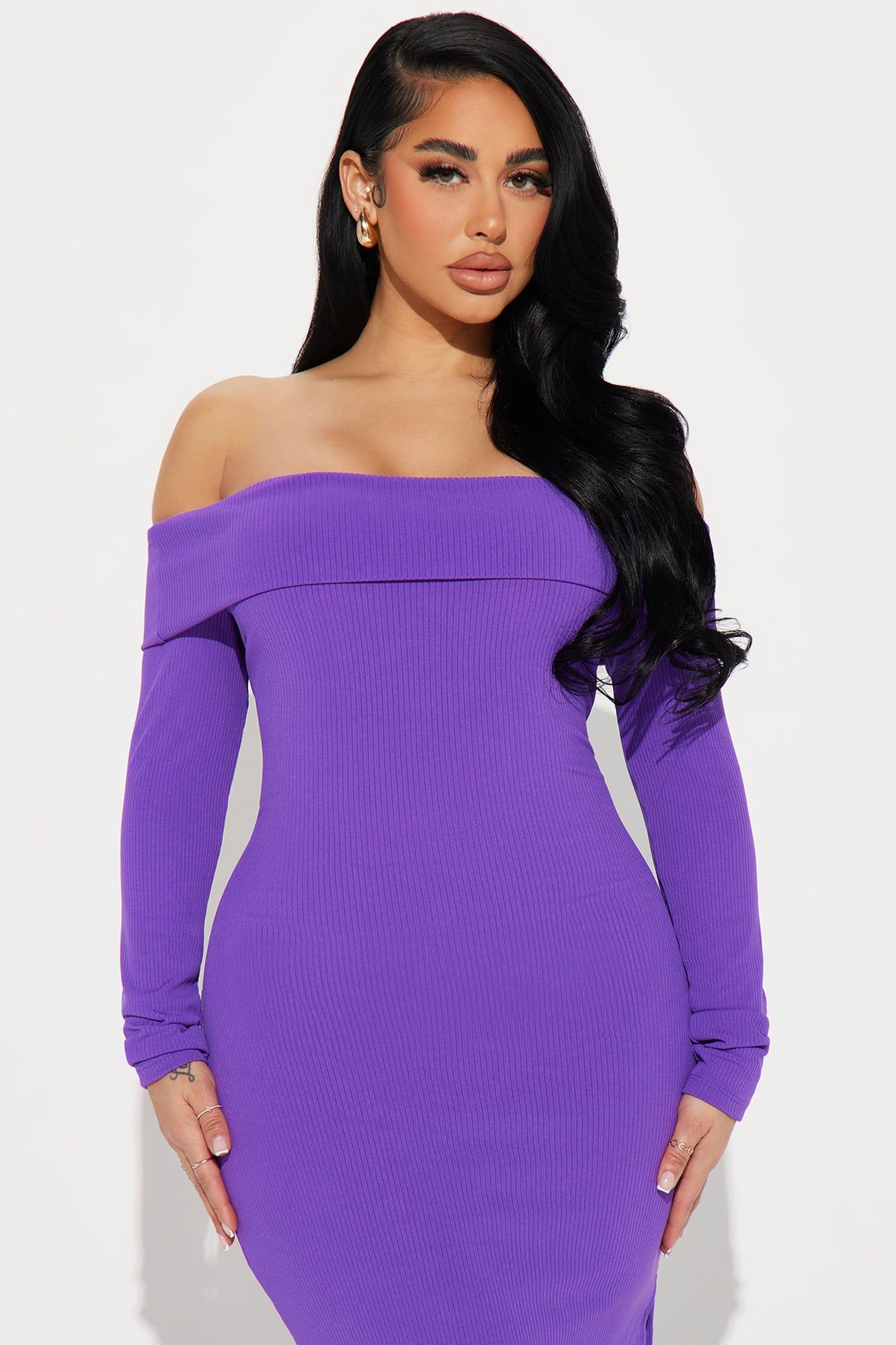 Stephie Off Shoulder Midi Dress - Purple sold by Fashion Nova product image thumbnail 2
