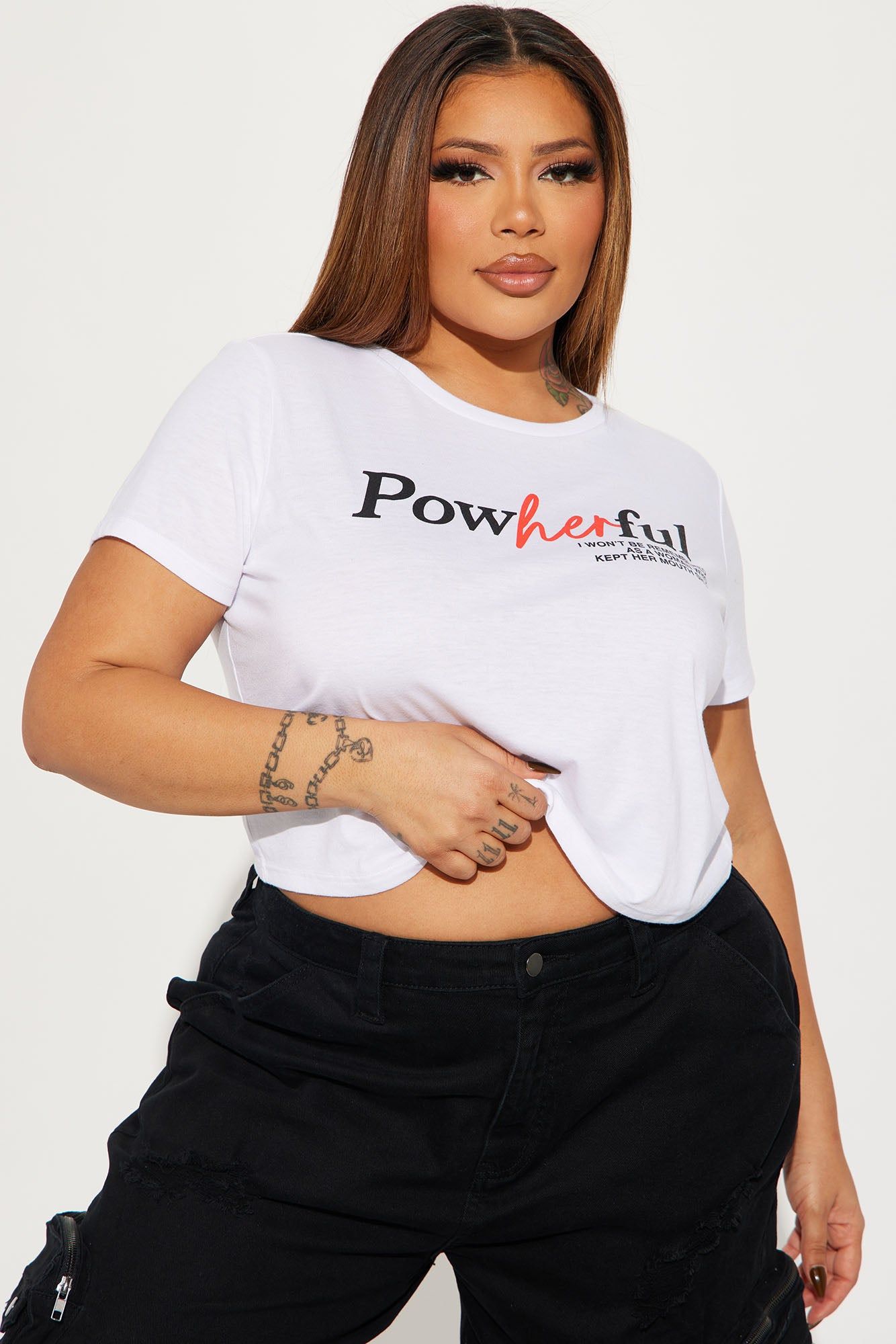 She's Powherful Fitted Tee - White sold by Fashion Nova product image thumbnail 5