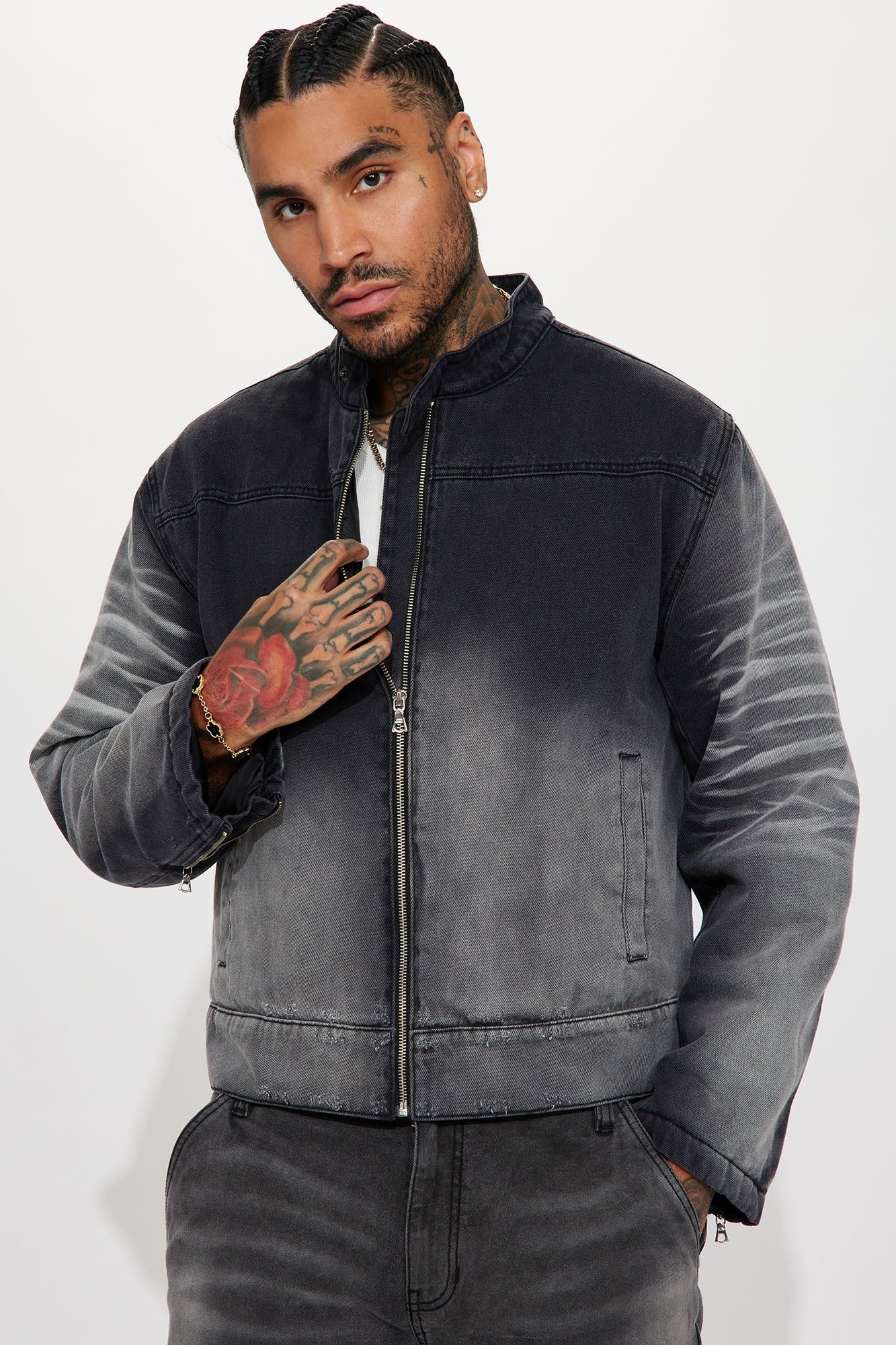 Good Kush Vintage Denim Jacket - Black Wash sold by Fashion Nova