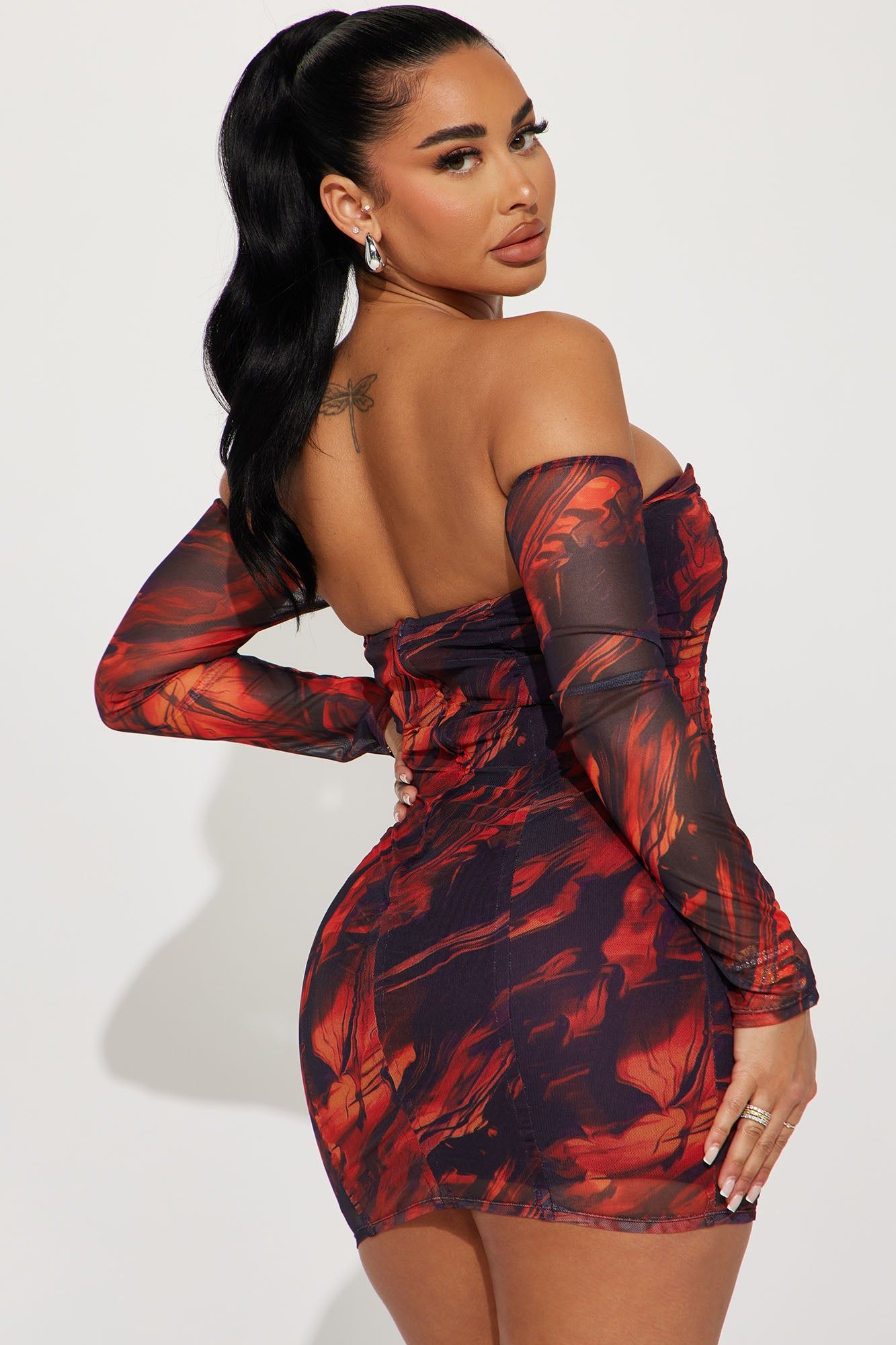 Hazel Mesh Mini Dress - Red/combo sold by Fashion Nova product image thumbnail 3