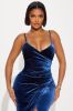 Heidi Velvet Maxi Dress - Navy/Red sold by Fashion Nova
