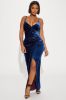Heidi Velvet Maxi Dress - Navy/Red sold by Fashion Nova