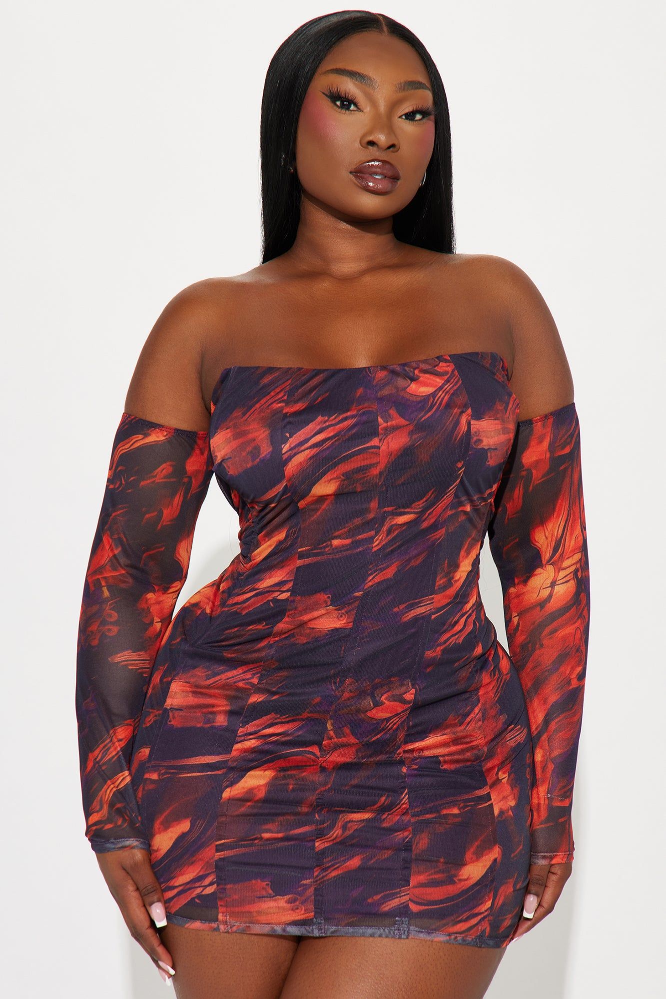 Hazel Mesh Mini Dress - Red/combo sold by Fashion Nova product image thumbnail 4