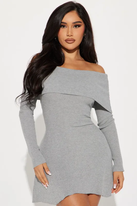 Amara Sweater Mini Dress - Heather Grey sold by Fashion Nova