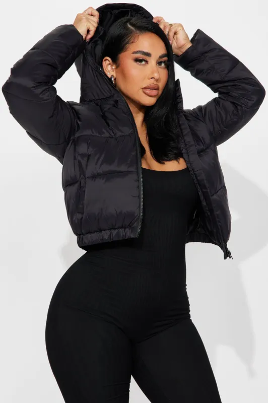Up And About Puffer Coat - Black made by Fashion Nova