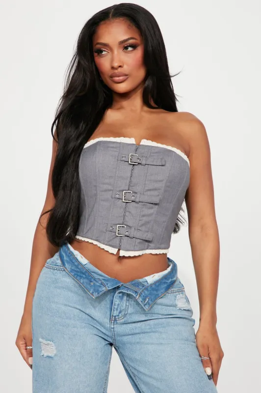 Mykail Corset Top - Grey sold by Fashion Nova