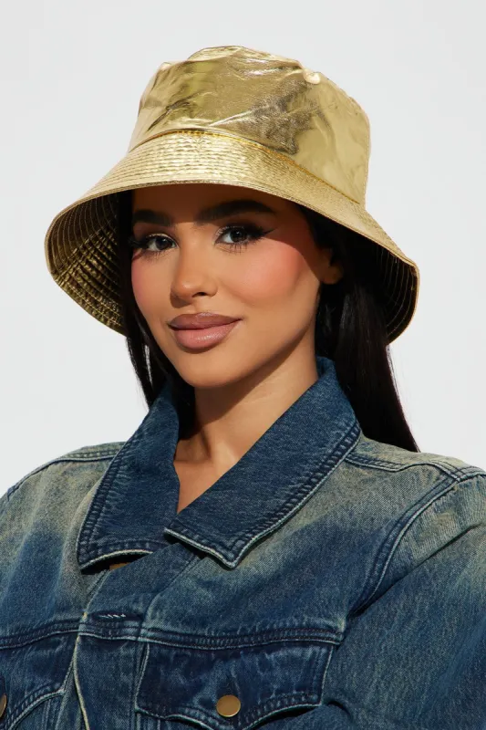 Livin It Up Bucket Hat  - Gold sold by Fashion Nova