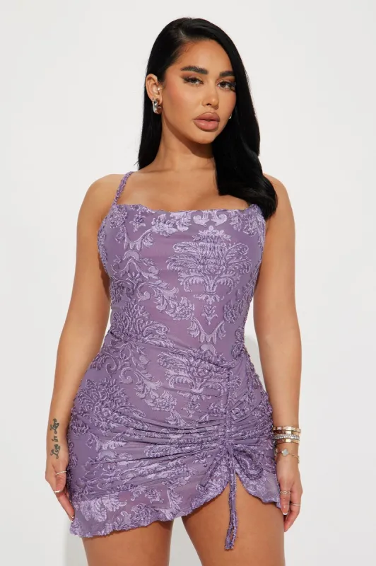 Eliza Velvet Burnout Mini Dress - Lavender sold by Fashion Nova