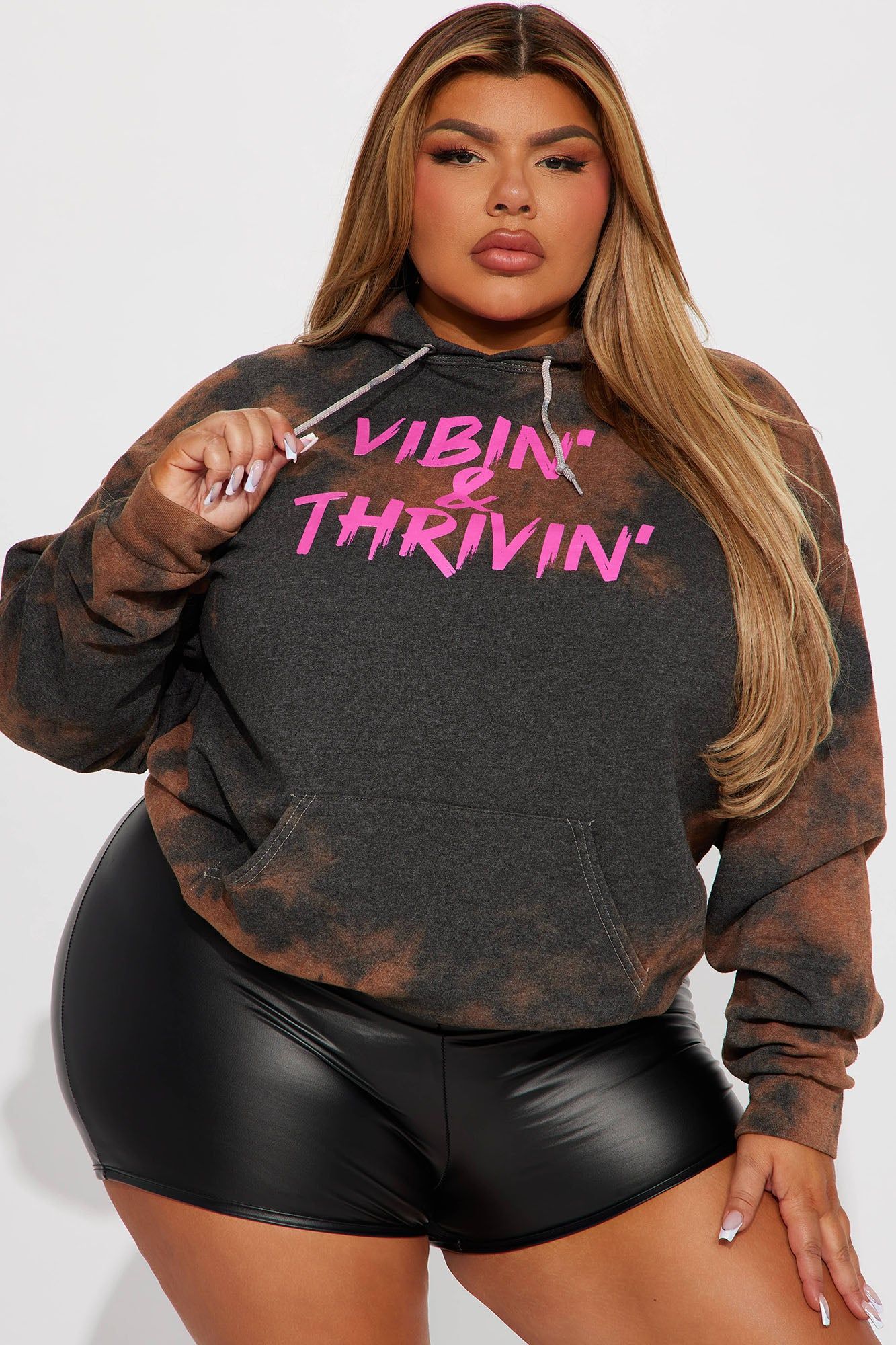 Positive Vibin' Tie Dye Oversized Hoodie - Brown/combo sold by Fashion Nova product image thumbnail 5