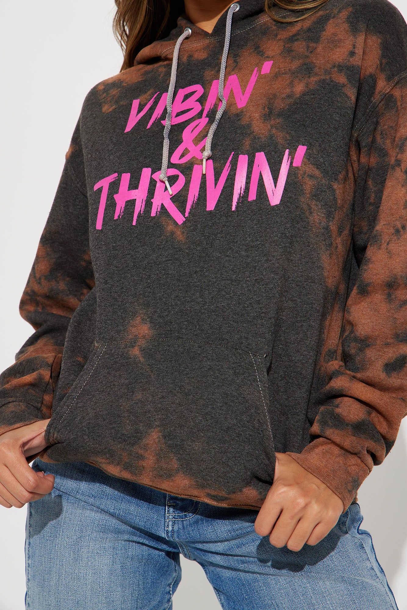 Positive Vibin' Tie Dye Oversized Hoodie - Brown/combo sold by Fashion Nova product image thumbnail 4