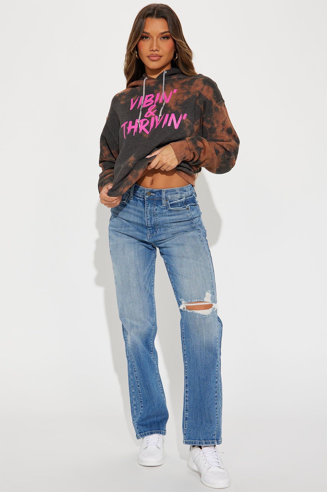 Positive Vibin' Tie Dye Oversized Hoodie - Brown/combo sold by Fashion Nova product image thumbnail 2