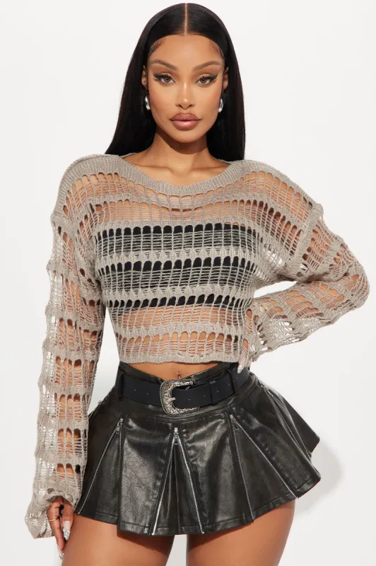 Say My Name Distressed Sweater - Sage sold by Fashion Nova