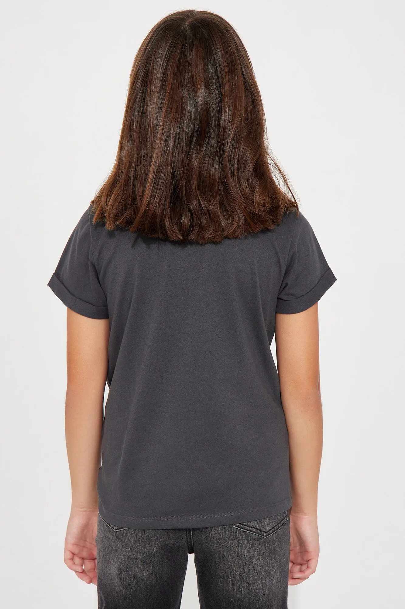 Mini Free Spirit and Fearless Locked Screen Tee - Charcoal sold by Fashion Nova product image thumbnail 4