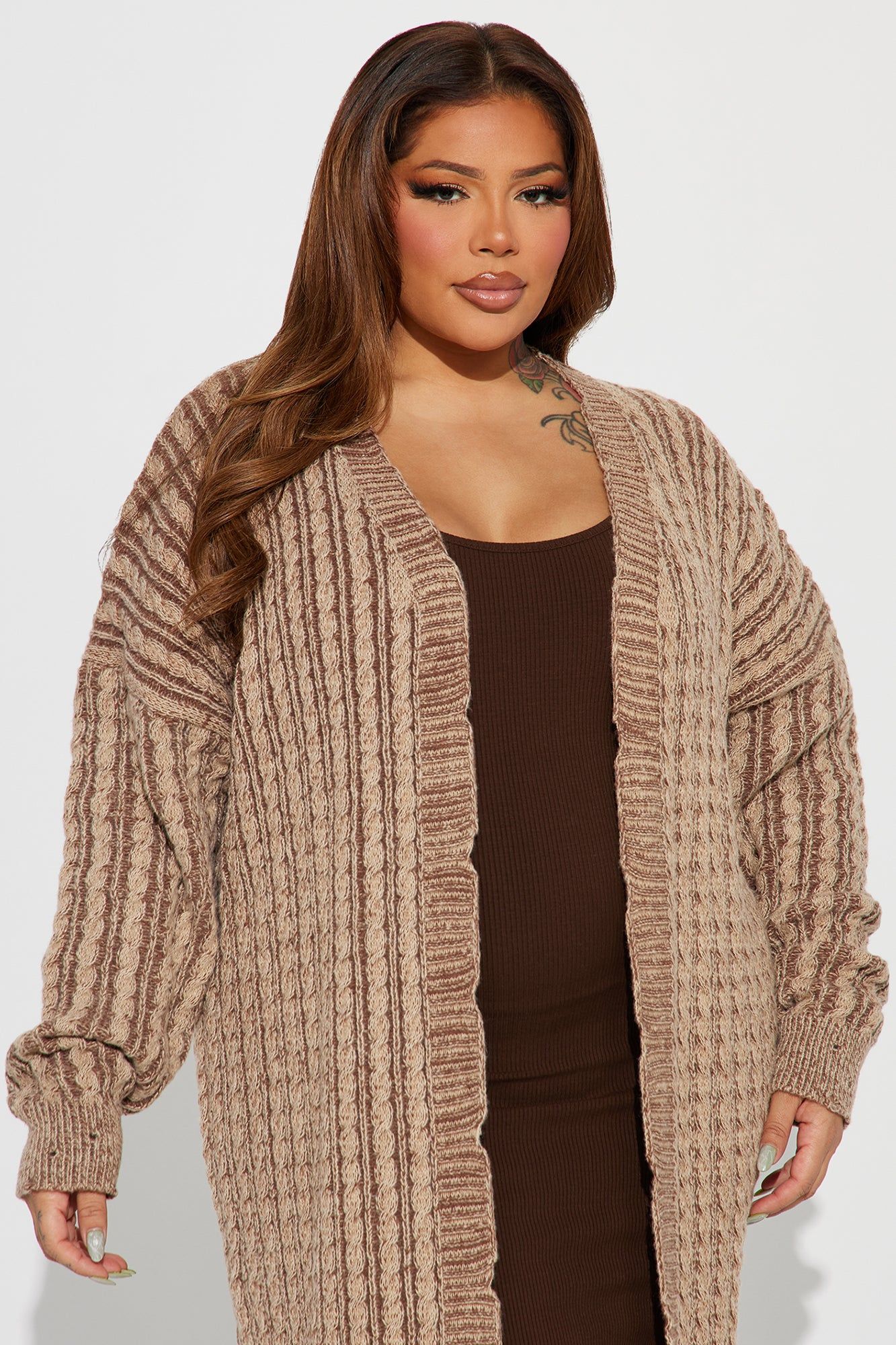 Street Chic Washed Cardigan - Mocha/combo sold by Fashion Nova product image thumbnail 5