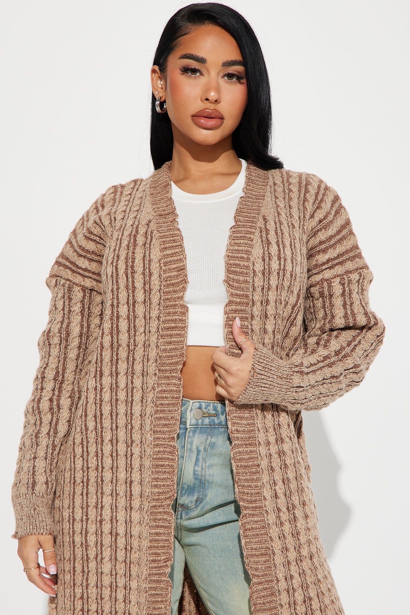 Street Chic Washed Cardigan - Mocha/combo sold by Fashion Nova product image thumbnail 2