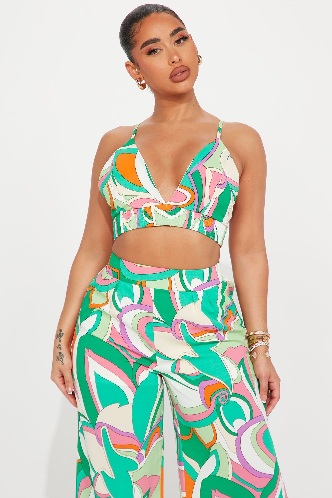 Time To Brunch Pant Set - Green/combo sold by Fashion Nova product image thumbnail 2