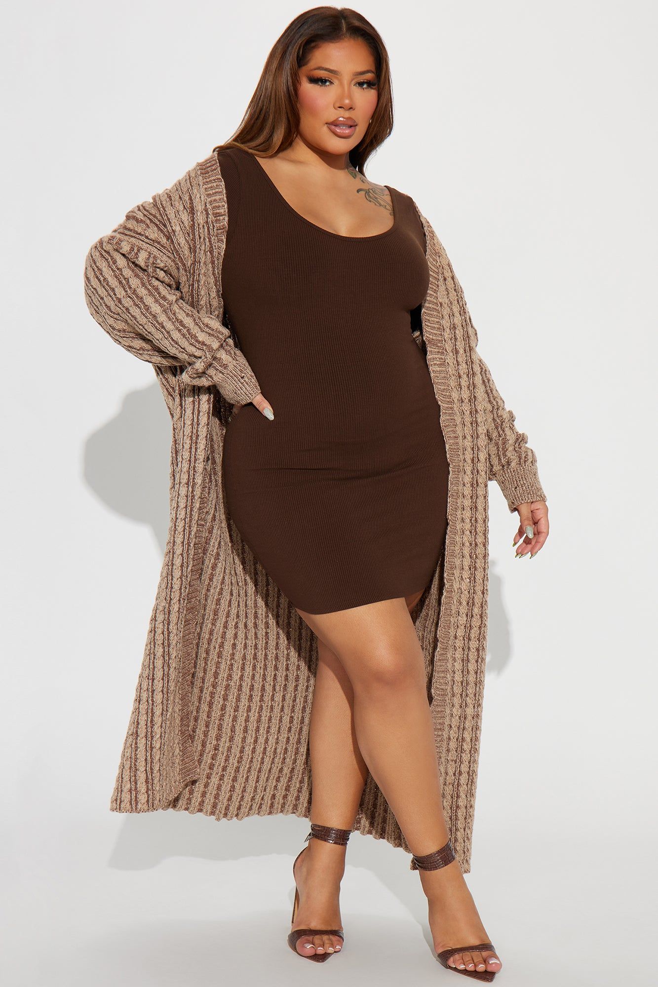 Street Chic Washed Cardigan - Mocha/combo sold by Fashion Nova product image thumbnail 4