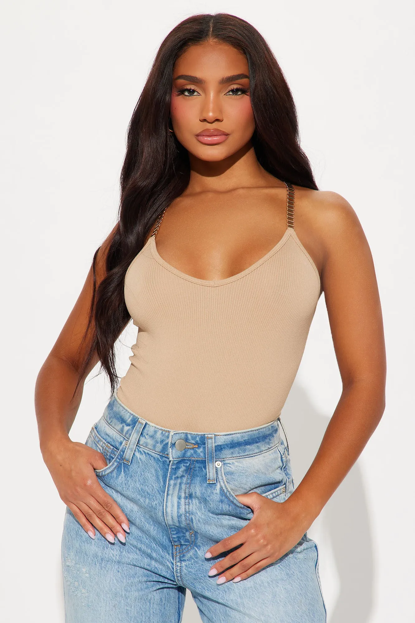 Kamaria Chain Strap Bodysuit - Taupe sold by Fashion Nova product image thumbnail 3