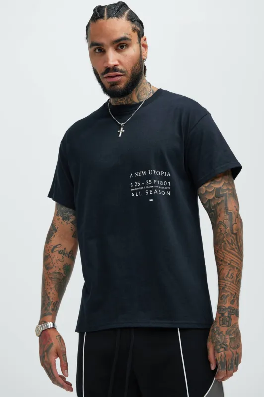 A New Utopia Short Sleeve Tee - Black sold by Fashion Nova