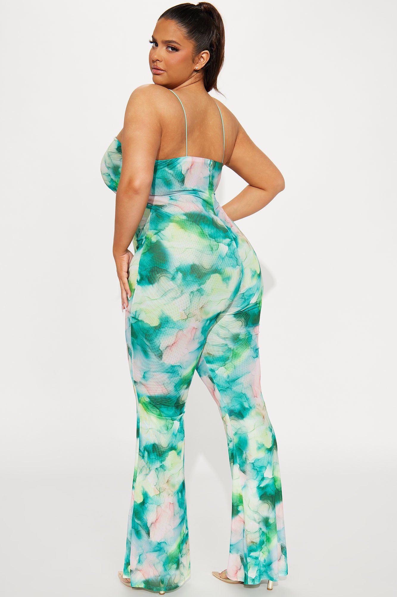 Watermark Your Love Mesh Jumpsuit - Green/combo sold by Fashion Nova product image thumbnail 6
