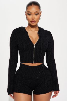 Soft Energy Sweater Short Set - Black sold by Fashion Nova