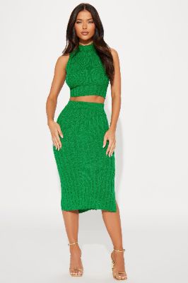 Cierra Sweater Skirt Set - Kelly Green sold by Fashion Nova