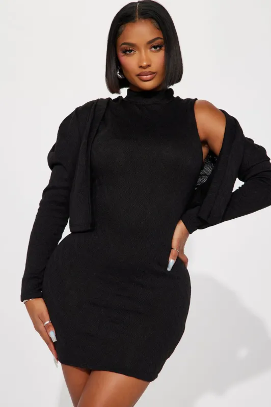 Lillian Sweater Dress Set - Black sold by Fashion Nova