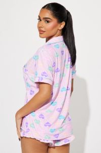 Candy Hearts PJ Short Set - Pink/combo sold by Fashion Nova