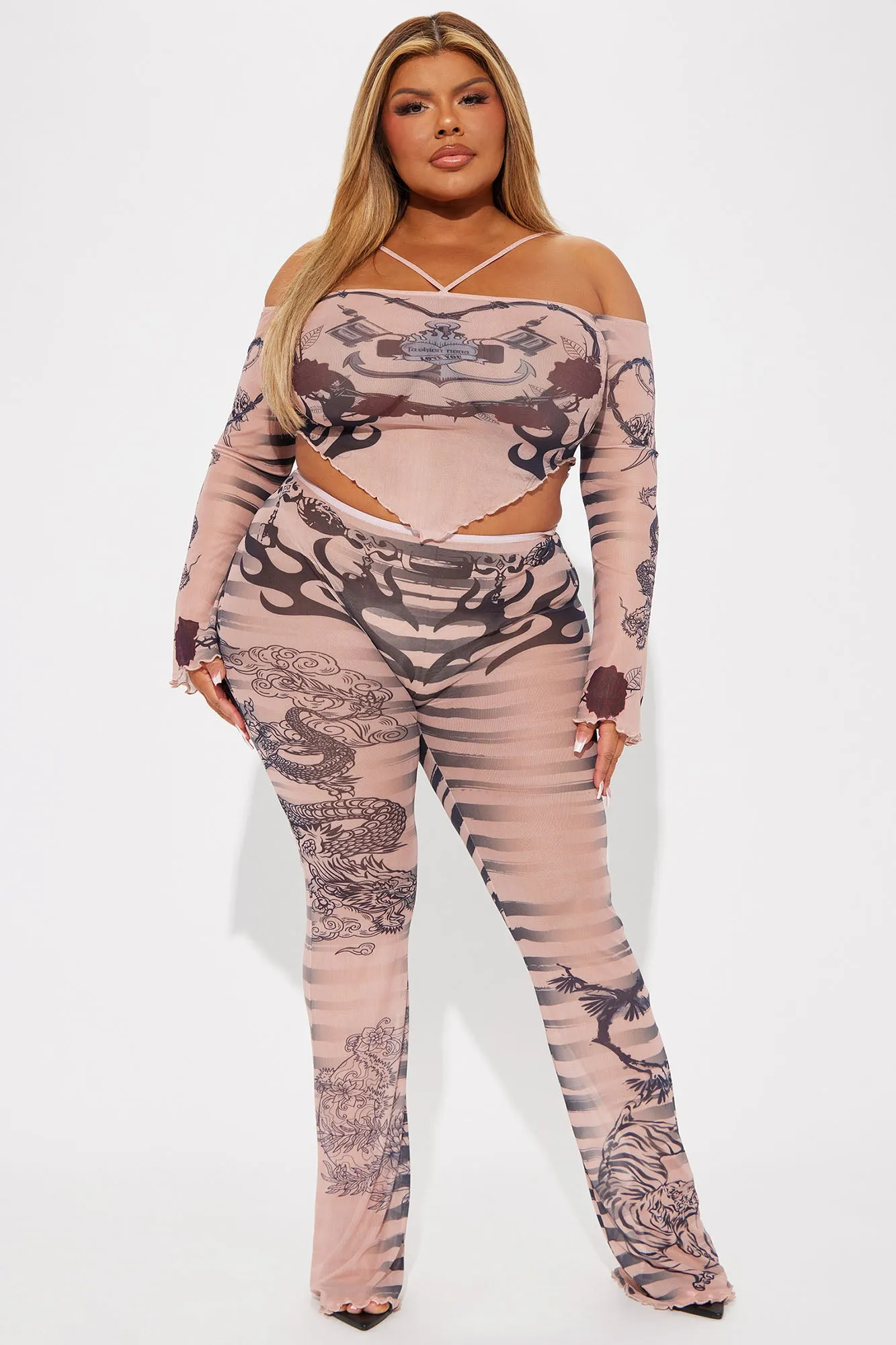 Locked In Place Mesh Pant Set - Taupe/combo sold by Fashion Nova product image thumbnail 4