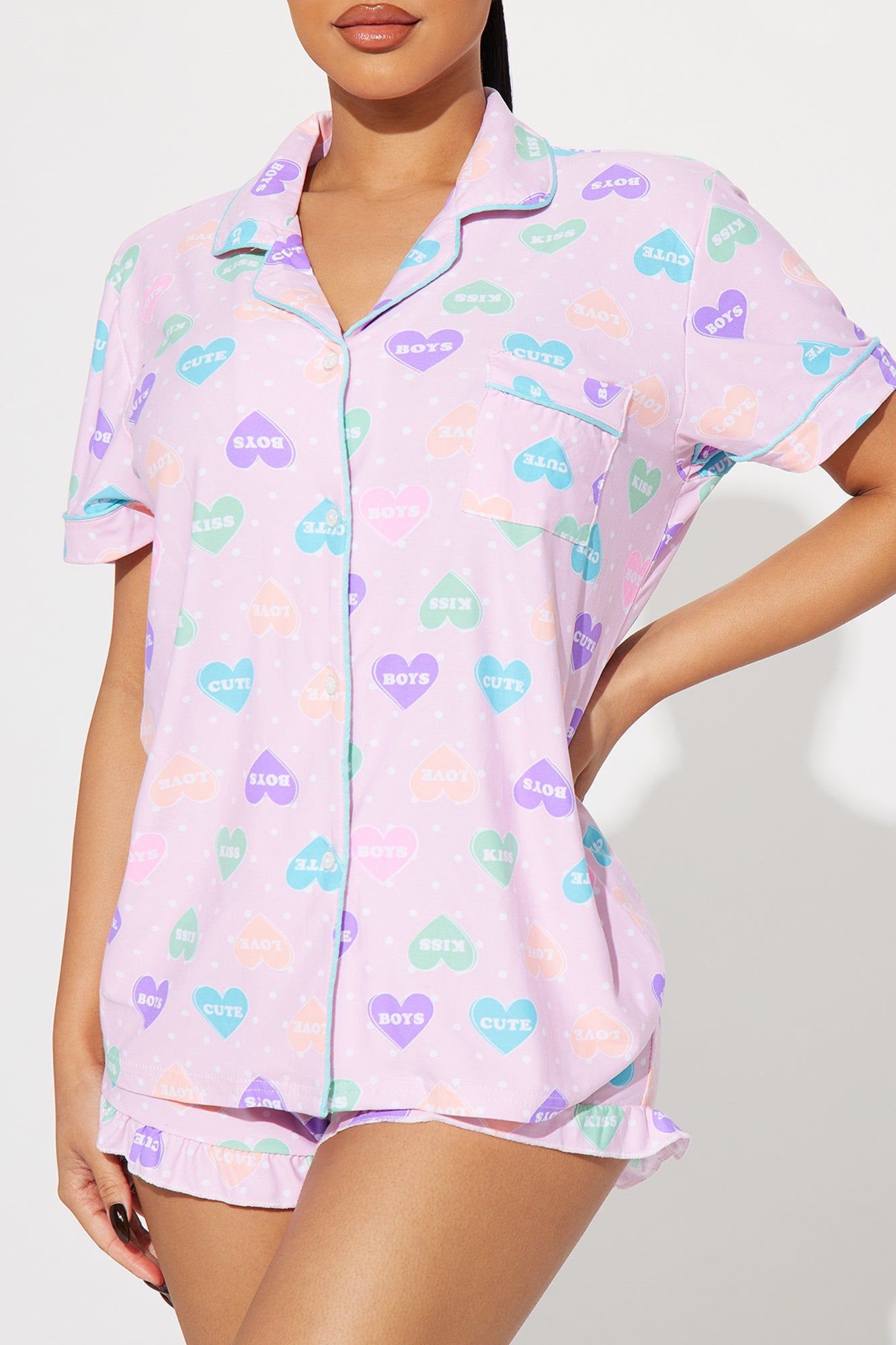 Candy Hearts PJ Short Set - Pink/combo sold by Fashion Nova product image thumbnail 2