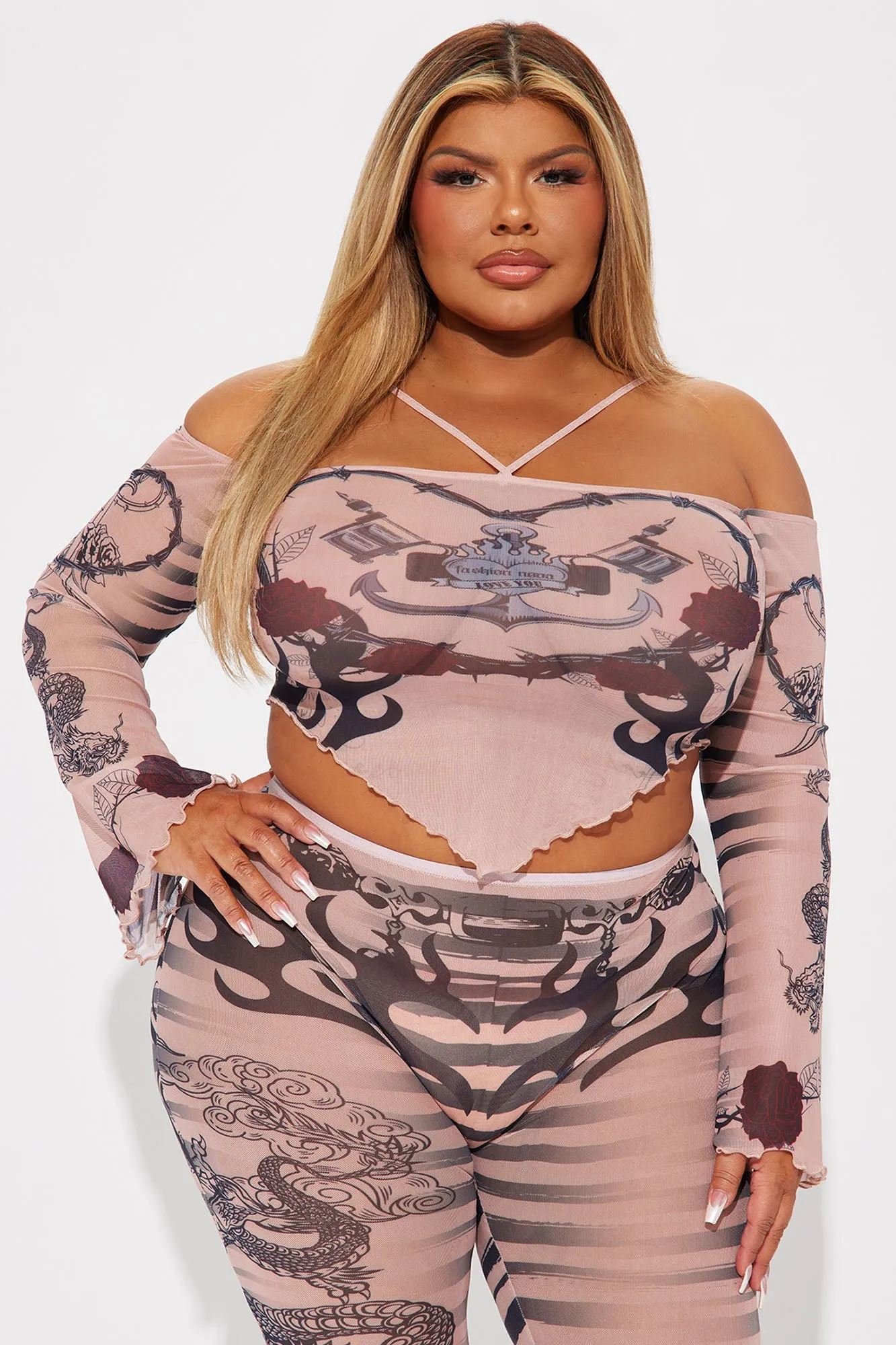 Locked In Place Mesh Pant Set - Taupe/combo sold by Fashion Nova product image thumbnail 5