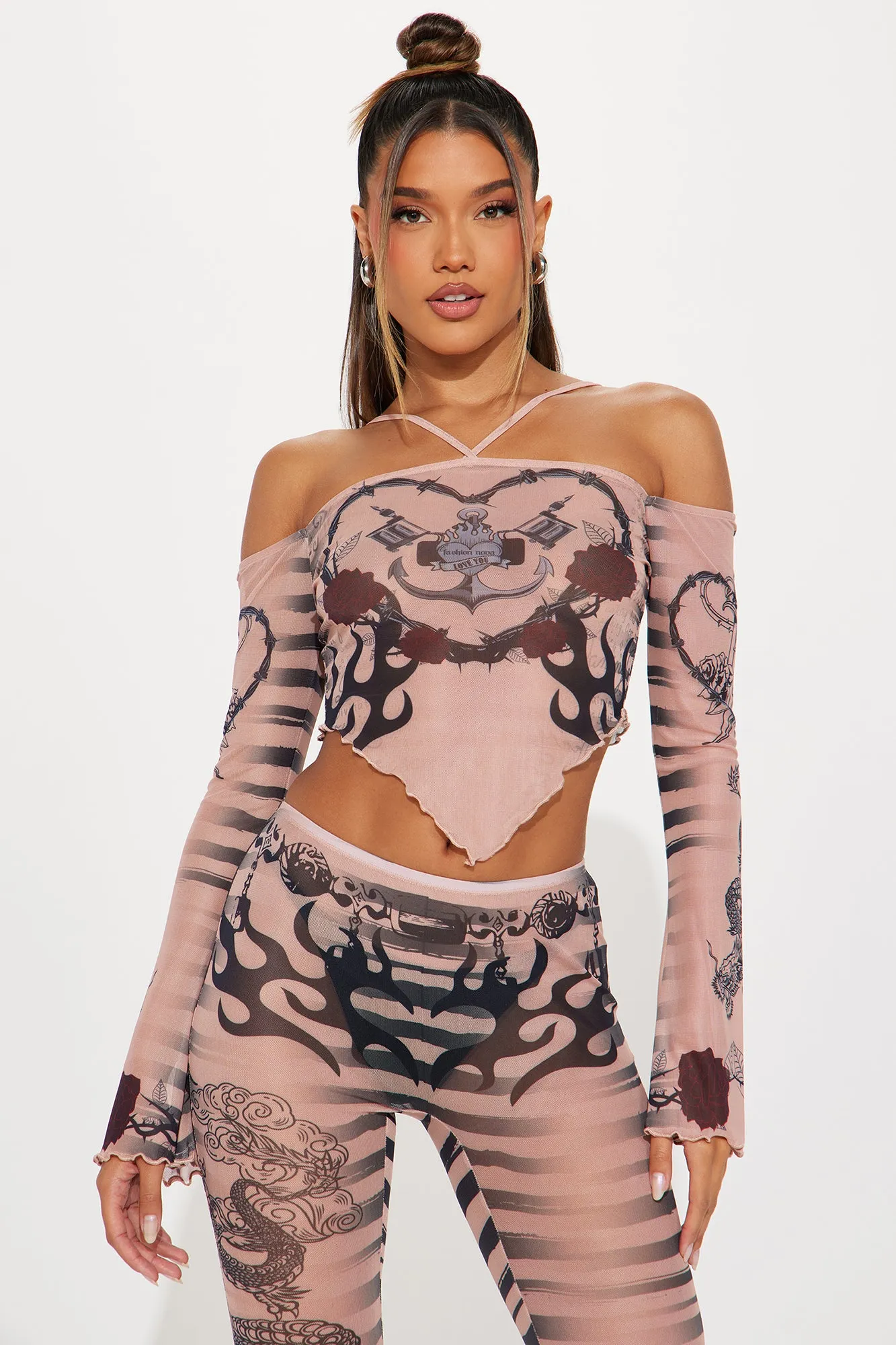 Locked In Place Mesh Pant Set - Taupe/combo sold by Fashion Nova product image thumbnail 2