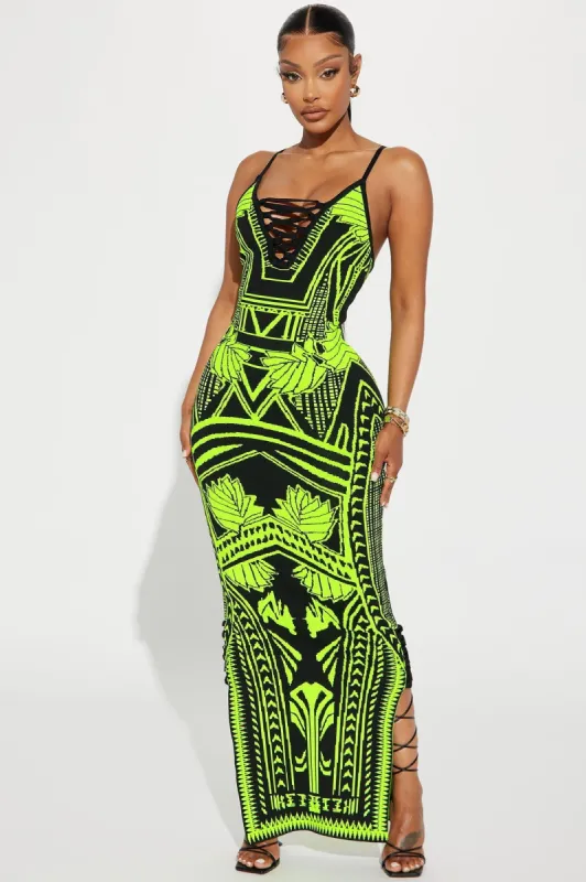 Bad Gal Bandage Maxi Dress - Lime sold by Fashion Nova