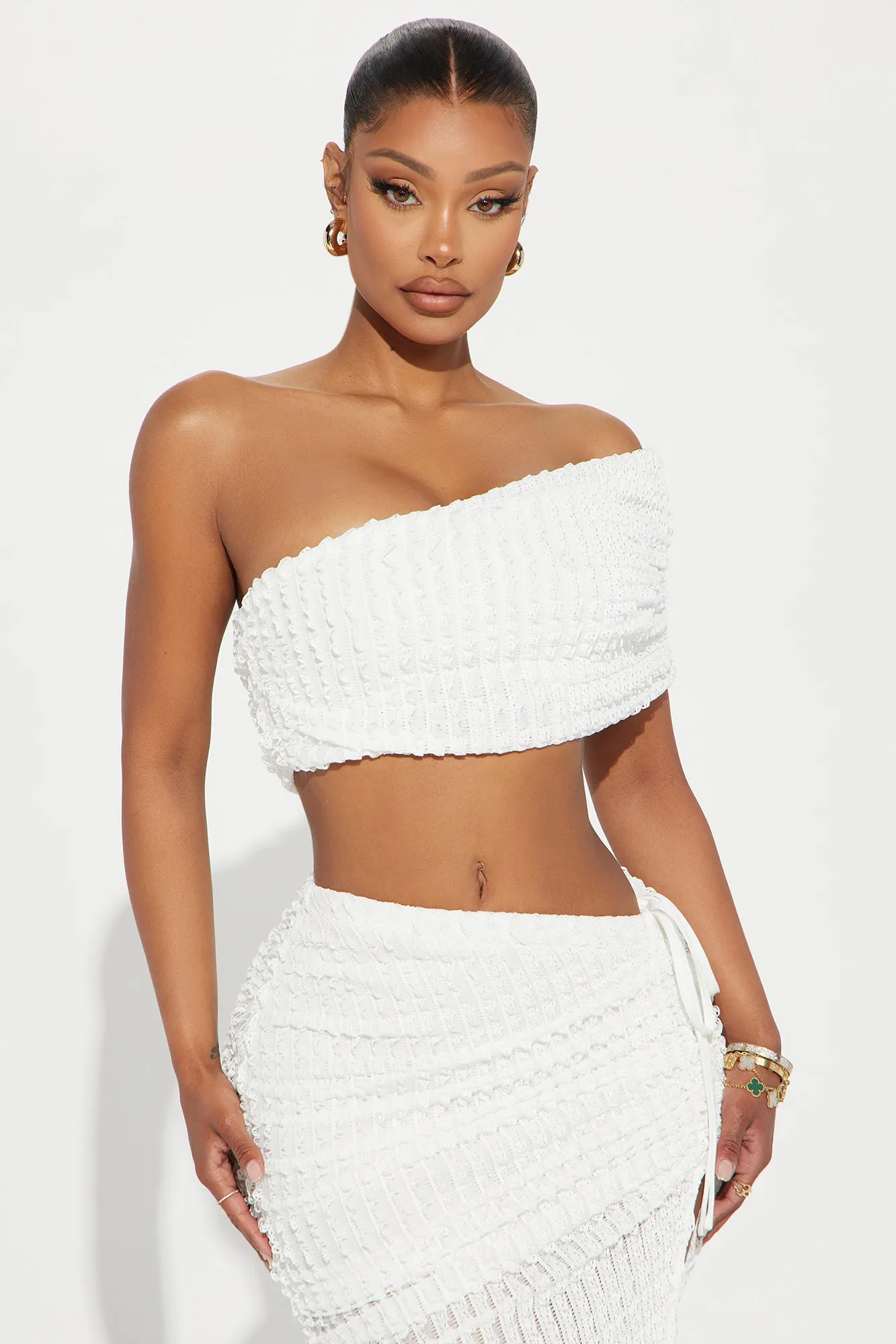 Angelic One Shoulder Midi Skirt Set - Ivory sold by Fashion Nova product image thumbnail 2