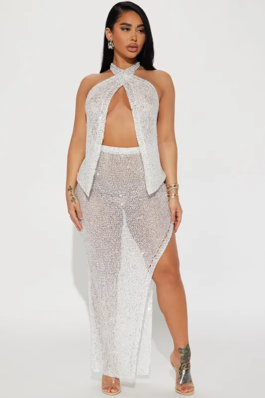 Sweet Fantasy Sequin Skirt Set - Silver sold by Fashion Nova