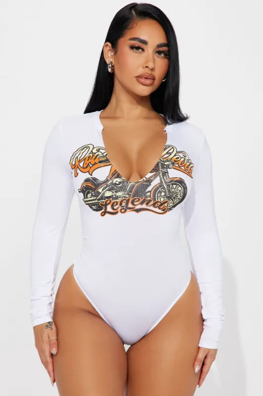 Road Devils Bodysuit - White sold by Fashion Nova