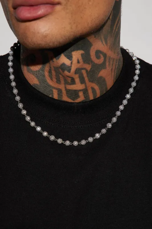 Iced Out Ball Chain Necklace - Silver sold by Fashion Nova