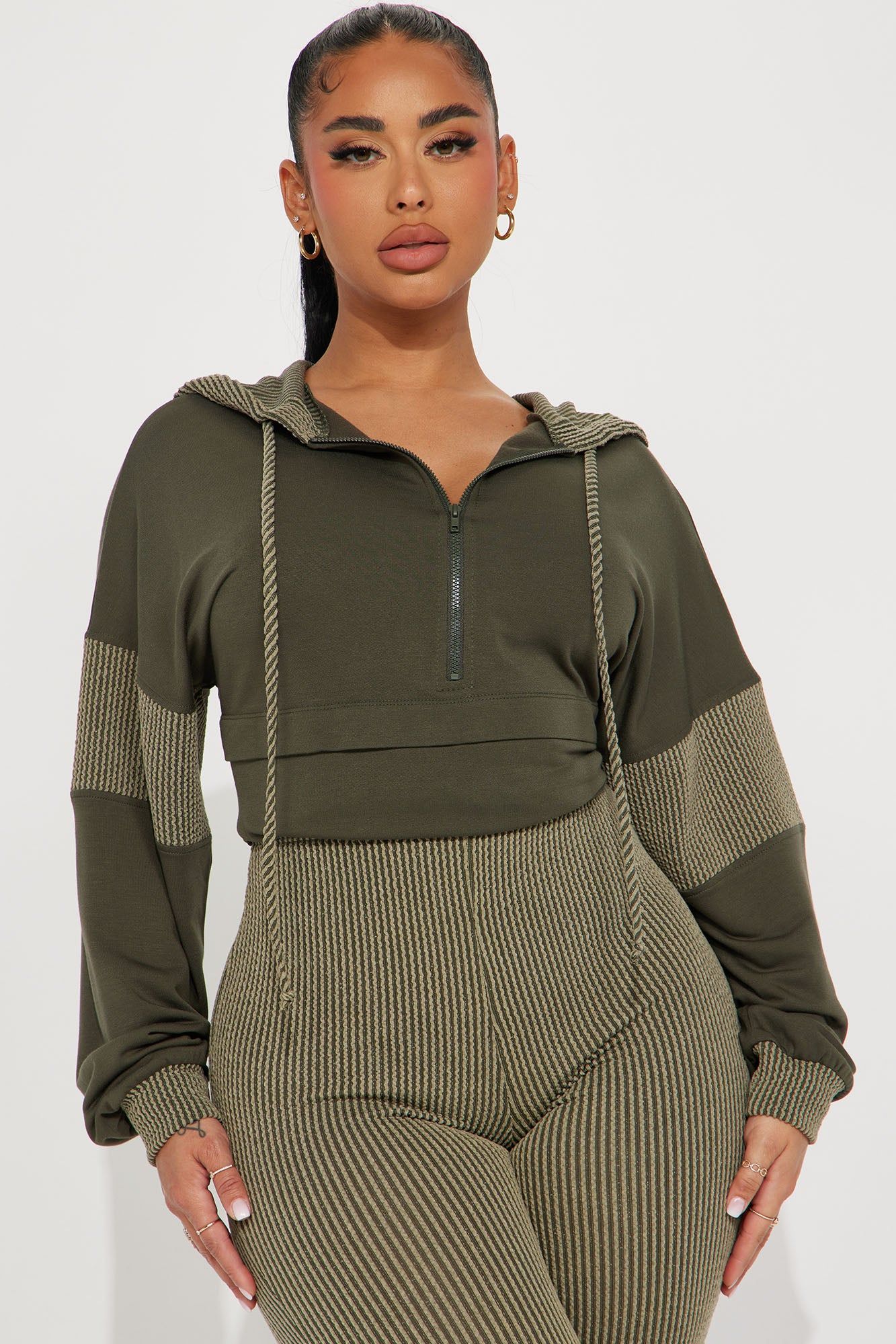 Off The Stage Hoodie Jumpsuit - Olive sold by Fashion Nova product image thumbnail 2