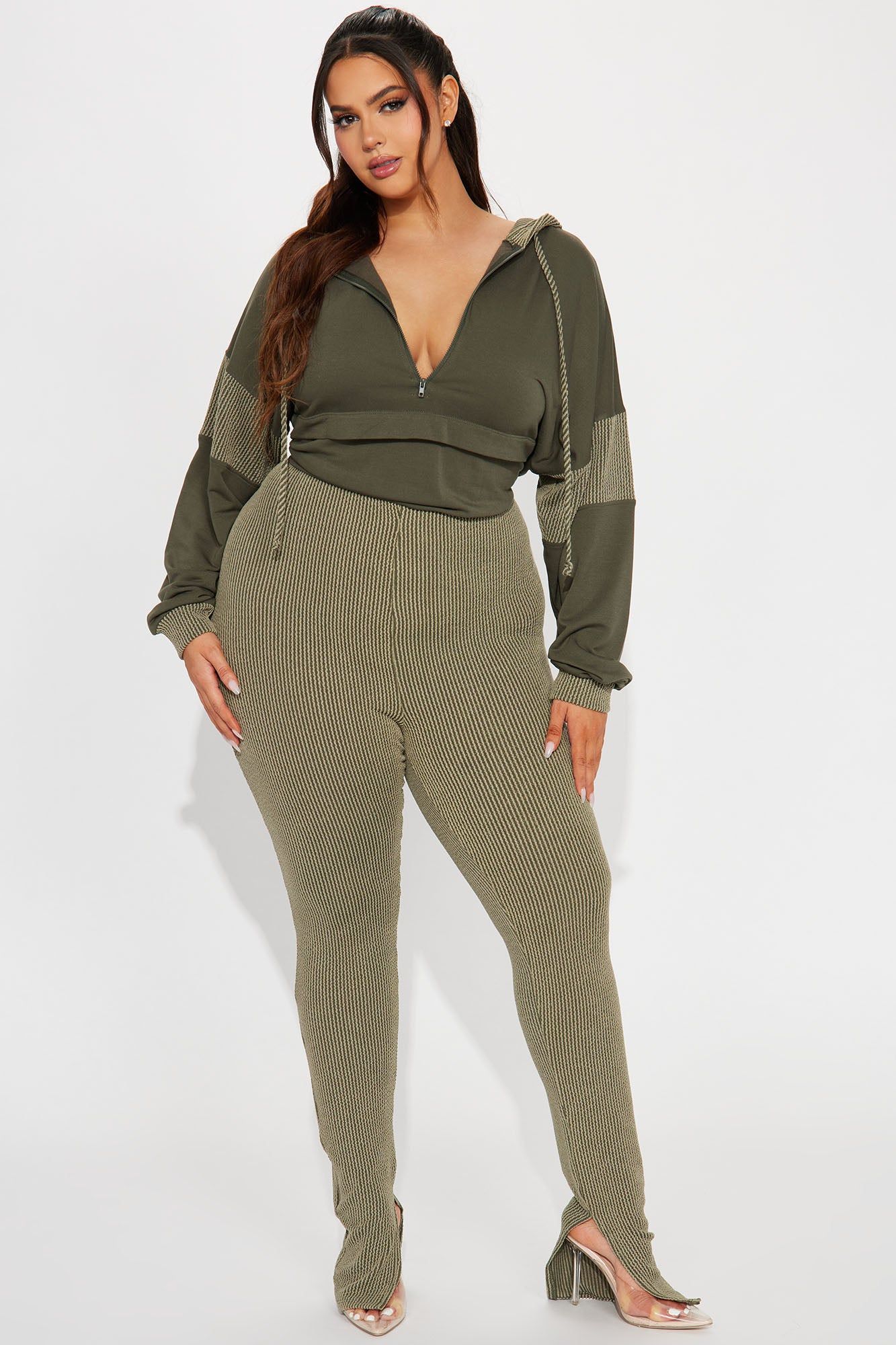 Off The Stage Hoodie Jumpsuit - Olive sold by Fashion Nova product image thumbnail 5