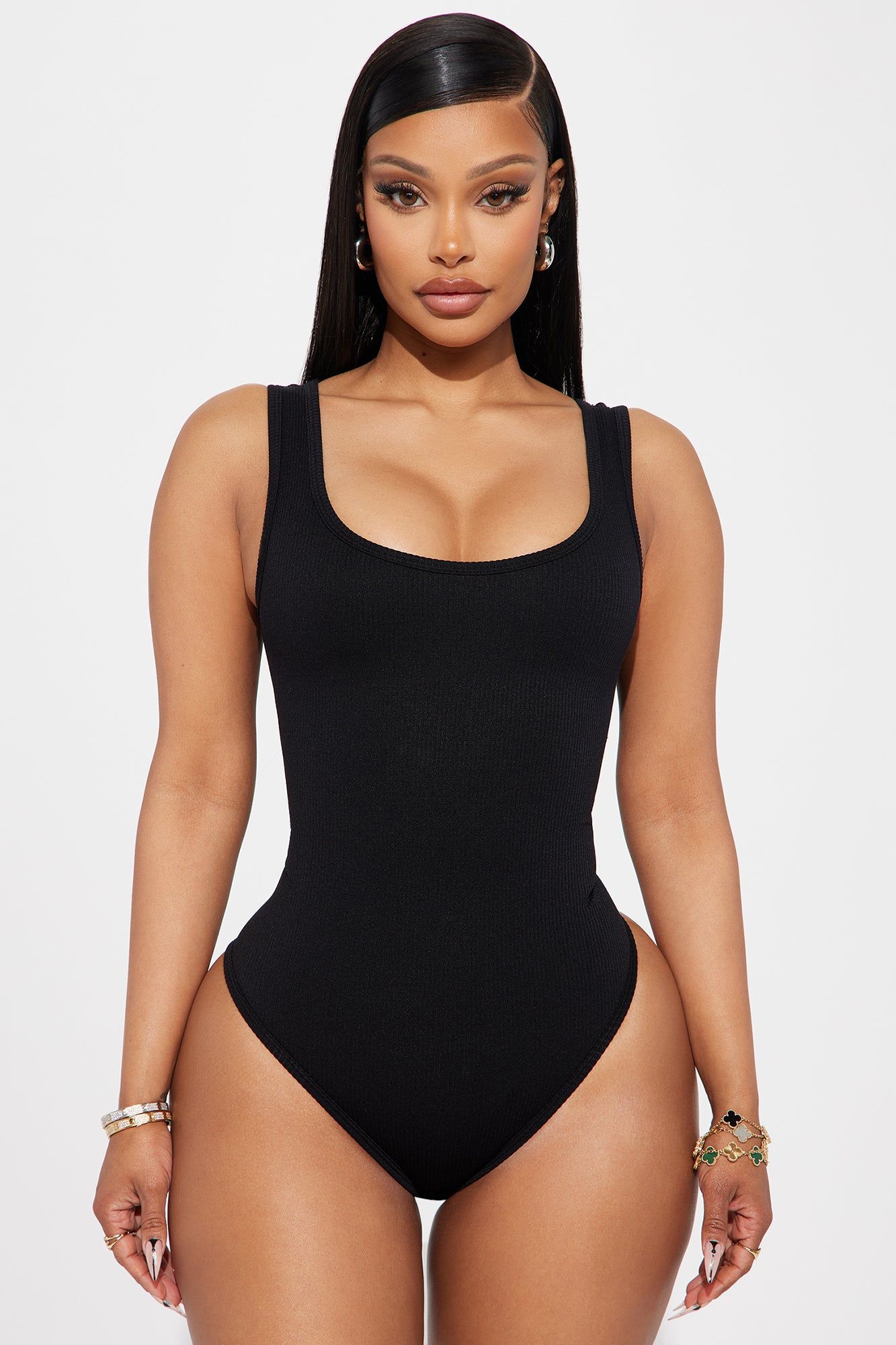 Natalie Ribbed Seamless Bodysuit - Black sold by Fashion Nova