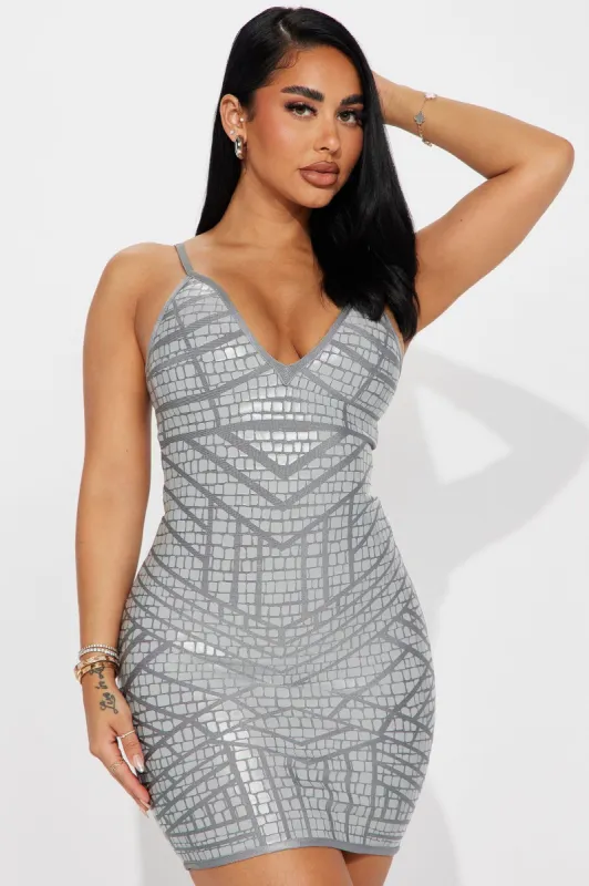 Ashe Bandage Mini Dress - Grey sold by Fashion Nova