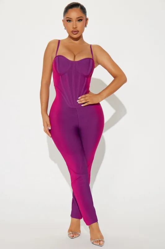 Rio Waterside Bandage Jumpsuit - Purple/combo sold by Fashion Nova