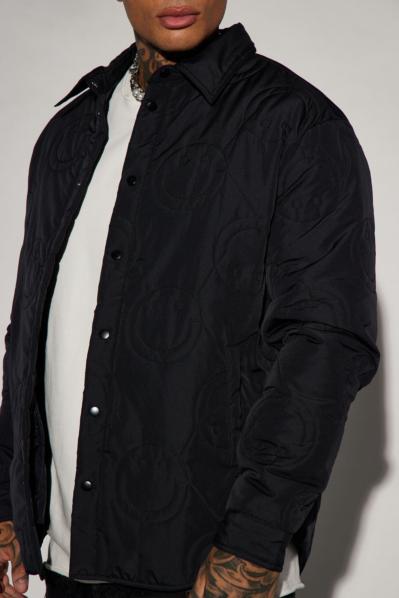 Smiley Quilted Nylon Shacket - Black sold by Fashion Nova product image thumbnail 4
