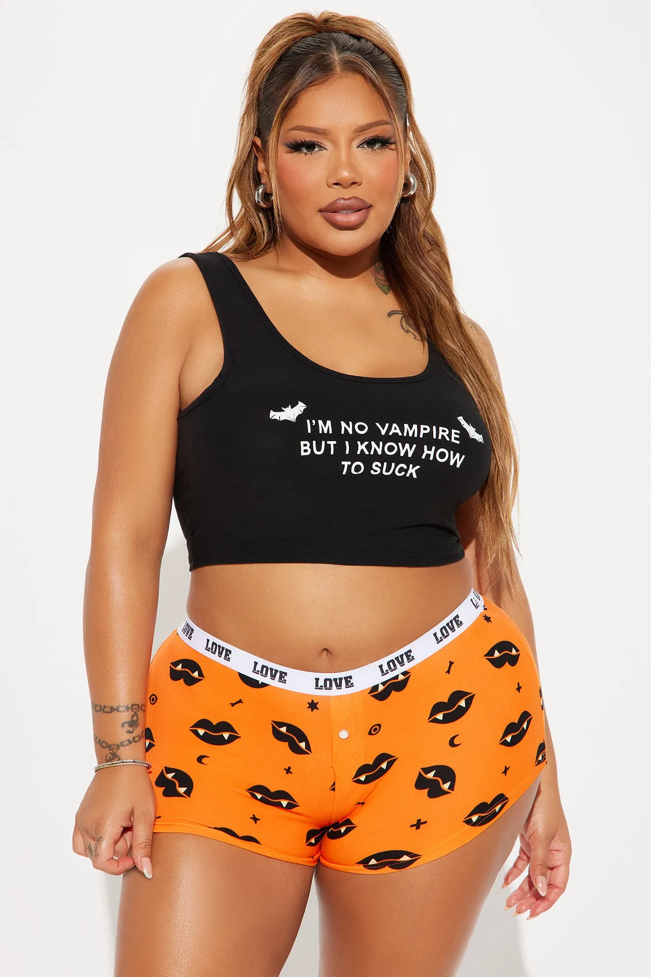 I'm No Vampire Halloween PJ Set - Black/combo sold by Fashion Nova product image thumbnail 4
