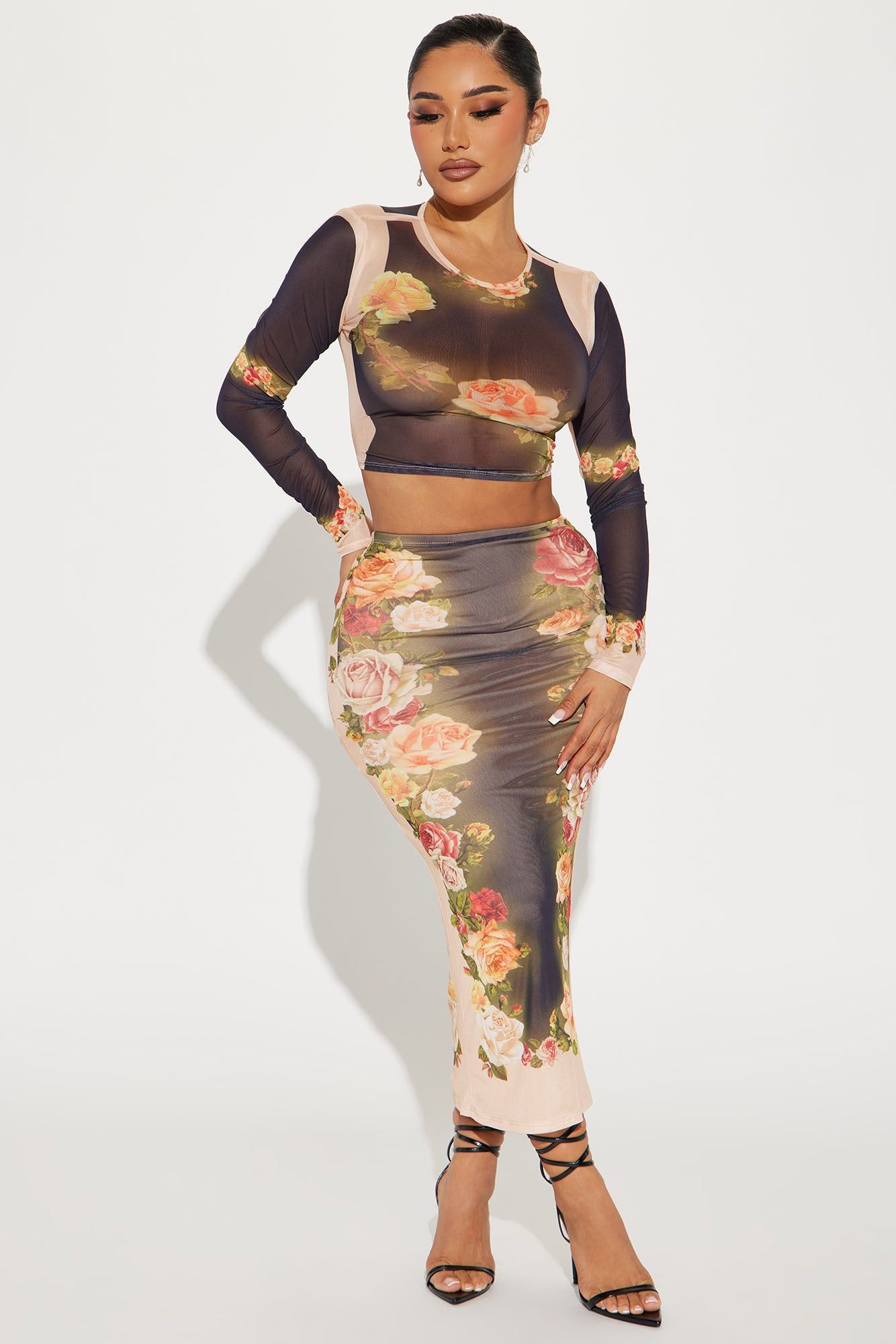 Forever Muse Mesh Skirt Set - Taupe/combo sold by Fashion Nova