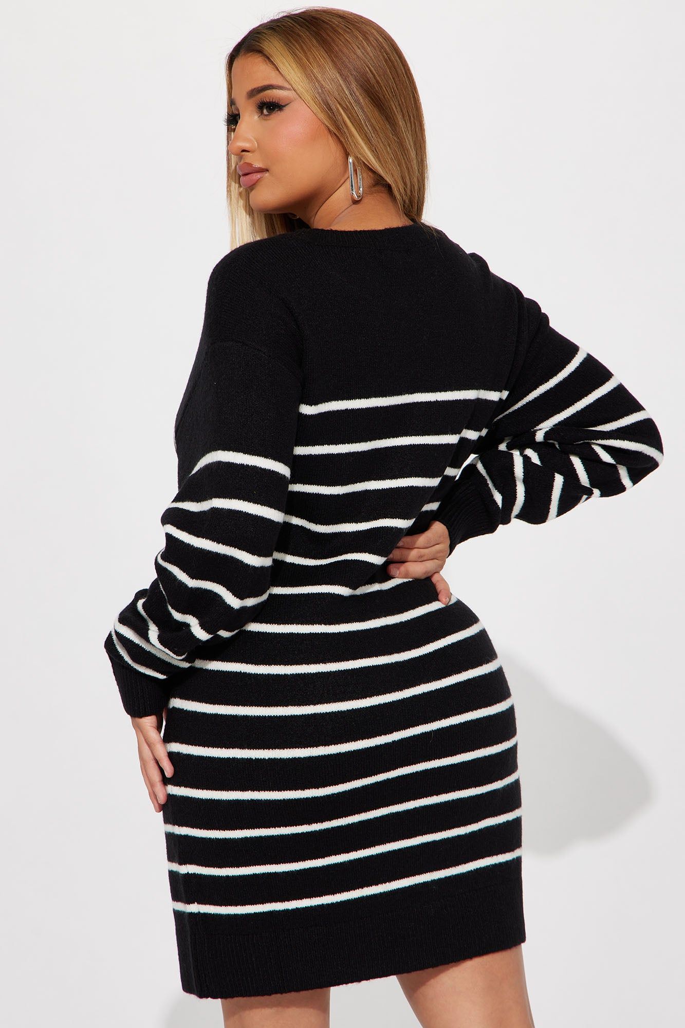 Boston Sweater Mini Dress - Black/White sold by Fashion Nova product image thumbnail 3