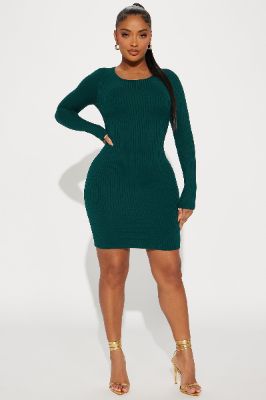 Dena Double Lined Mini Dress - Hunter sold by Fashion Nova