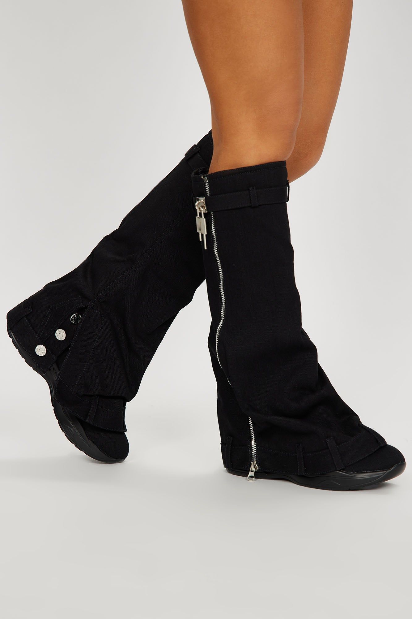 Hit Different Overlay Boots - Black sold by Fashion Nova