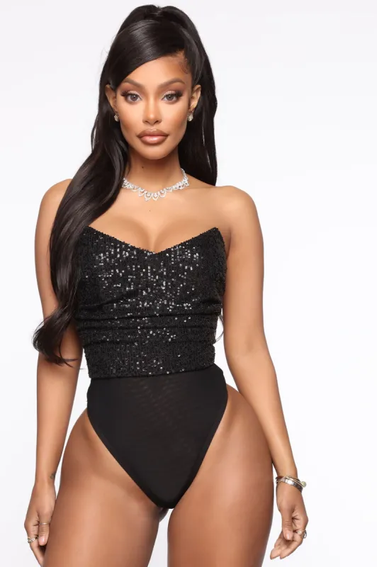 Tonight You Belong To Me Bodysuit - Black sold by Fashion Nova