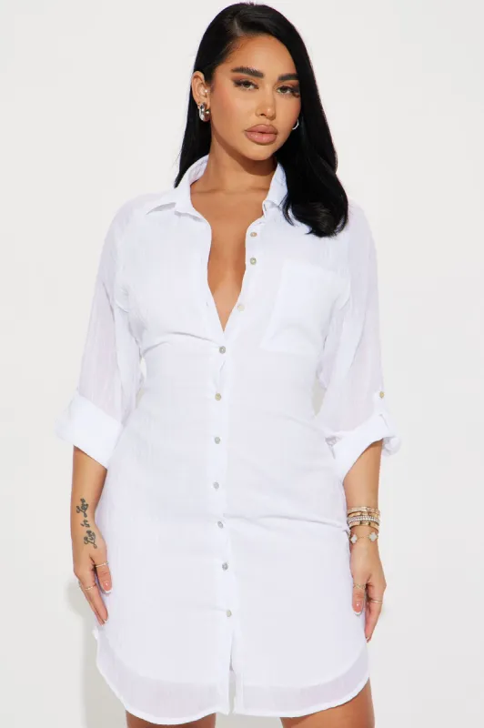 Out Of Office Midi Dress - White sold by Fashion Nova